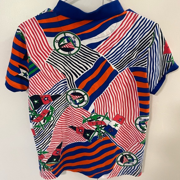 Lauren Ralph Lauren Print Piqué Polo Shirt multi-colored Sapphire Star women’s L - Picture 8 of 10